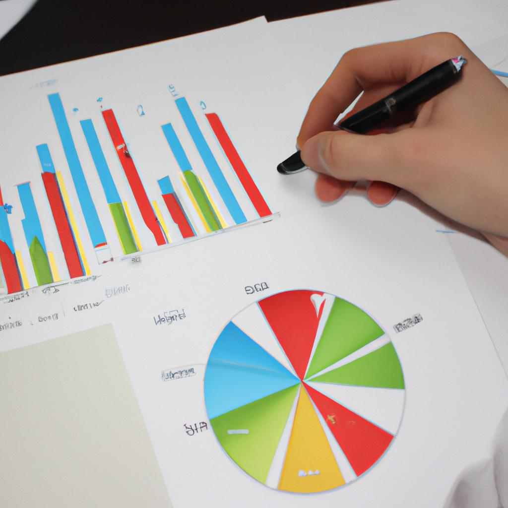 Person analyzing financial data, charts